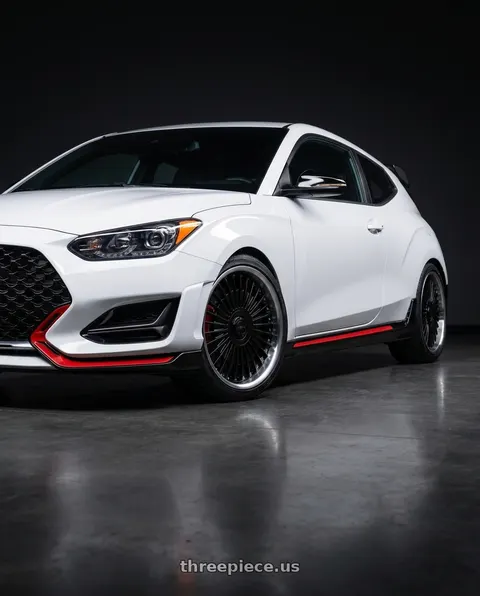 2020 Hyundai Veloster N with MRR VP4 5x114.3 19x8.5 +35 Black Machined Lip wheels