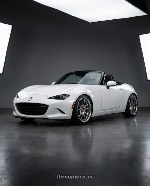 2024 Mazda MX-5 Miata with Work Cr 2P 4x100 17x8.5 +38 GT Silver wheels