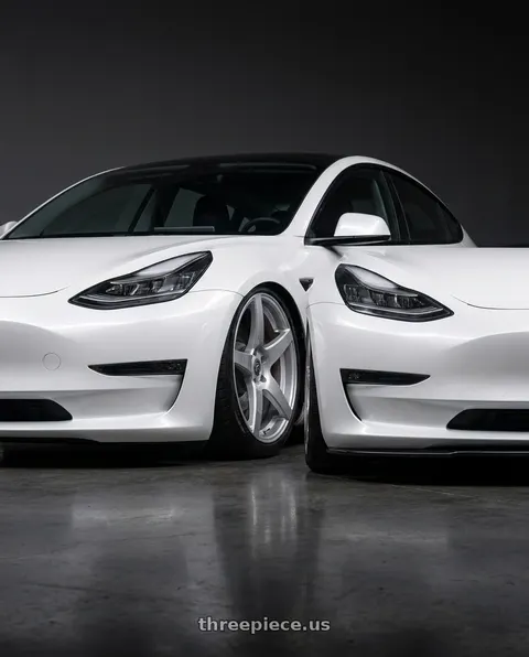 2023 Tesla Model 3 with Forgestar CF5 5x114.3 19x9 +35 Gloss Silver wheels