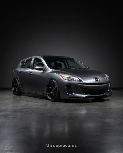 2011 Mazda 3 with WedsSport RN-05M 5x114.3 19x9.5+48 Gloss Black wheels