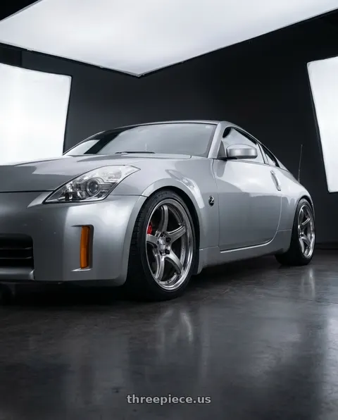 2006 Nissan 350Z with Work T5R 2P 5x114.3 18x9.5 +22 GT SILVER wheels