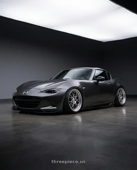 2017 Mazda MX-5 Miata with SSR Professor MS3R 4X100 17X8 37 SL Disk Titan Silver wheels