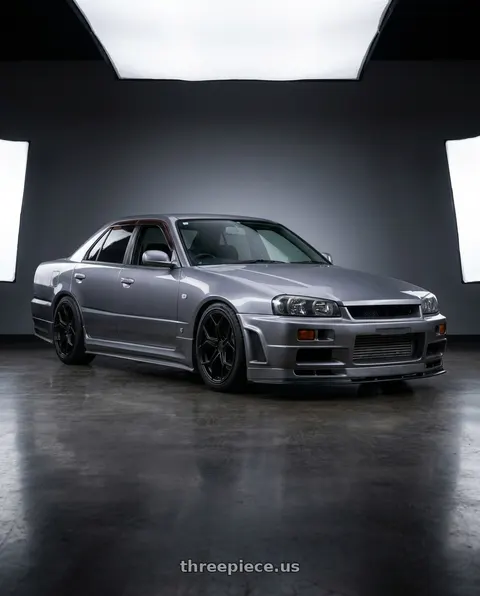 1999 Nissan skyline sedan with XO HELSINKI 5X114.3 19X10 +40 MATTE BLACK wheels