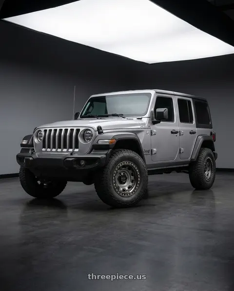 2021 Jeep Wrangler Sport with KMC KM236 TANK BEADLOCK 5X127 17X9 -15 ANTHRACITE wheels