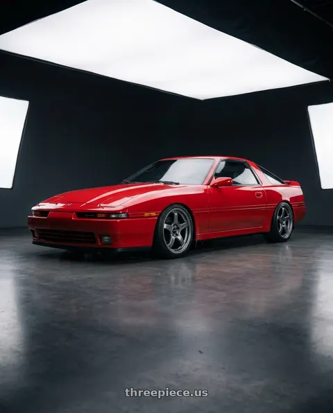 1989 Toyota Supra with Enkei PF05 5x114.3 17x8+35 Dark Silver wheels
