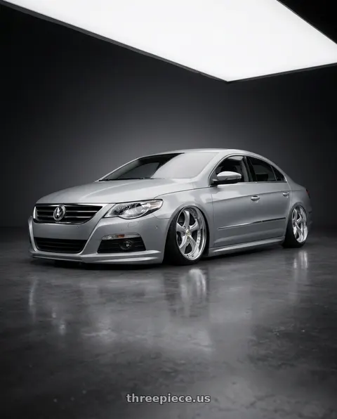 2008 Volkswagen Passat with Work Wheels VS-KF 5x112 19x8.5+34 Light Grey Silver A Disk FULL REVERSE wheels