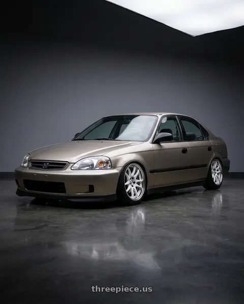 2000 Honda Civic DX with Work Cr 2P 4x100 16x7 +38 Gloss White wheels