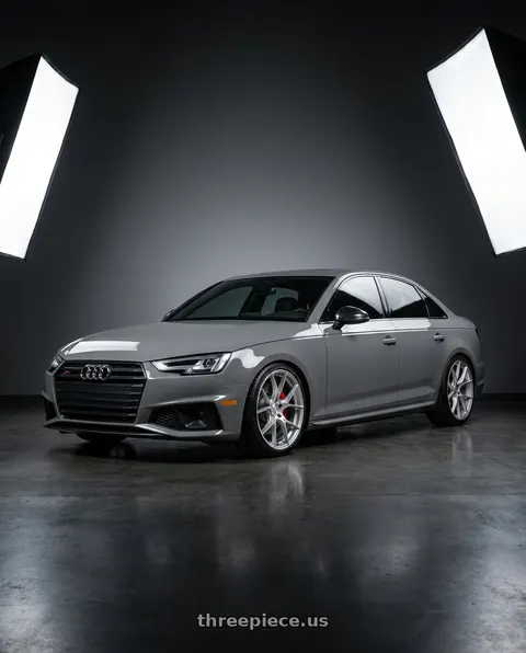 2019 Audi S4 with Aodhan AH-11 5x112 18x8.5+35 Gloss Silver Machined Face wheels