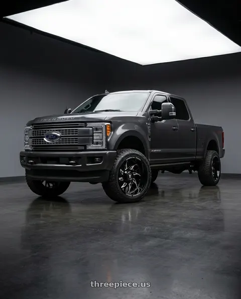 2019 Ford F-250 Super Duty Limited with American Truxx Destiny AT1913 8x170 24x14-76 Black/Milled wheels