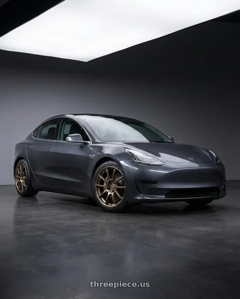 2019 Tesla Model 3 with Advan Racing RZII 5x114.3 19x8.5 +38 RACING BRONZE wheels