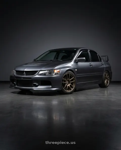 2005 Mitsubishi Lancer with Work Emotion Cr Kiwami 5x114.3 17x9 +28 Matte Bronze wheels