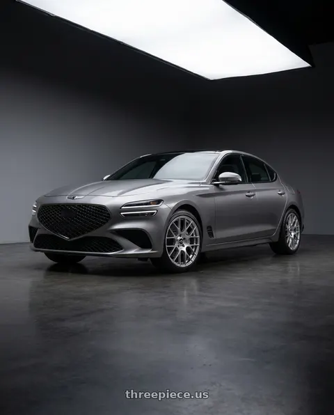 2023 Genesis G70 with Enkei Raijin 5x100 18x8+35 Hyper Silver wheels