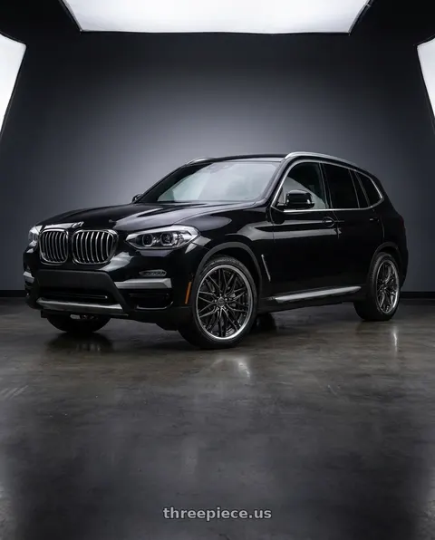 2020 BMW X3 xDrive30i with Work Schwert Quell 5x112 19x7.5+22 A Disk Brilliant Silver Black wheels