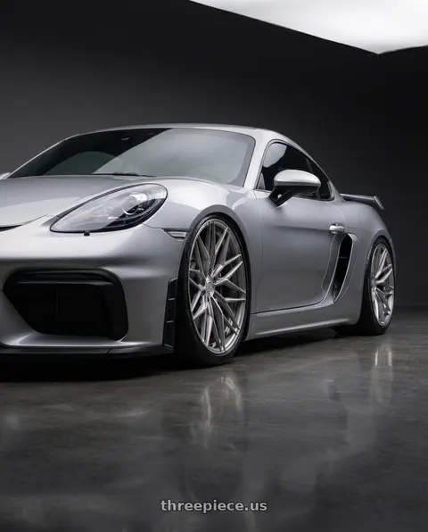 2023 Porsche 718 Cayman GT4 with Rohana RFX17 5x130 21x9 +45 Brushed Titanium wheels
