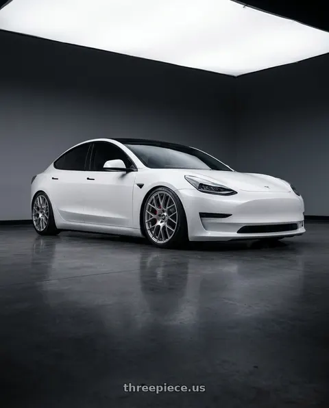 2018 Tesla Model 3 with Enkei Raijin 5x114.3 19x8.5+35 Hyper Silver wheels