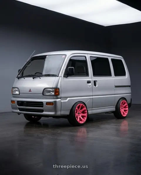 1995 Mitsubishi Mirage with Heritage Wheel Kokoro MonoC 4X100 15x8+0 Pink wheels