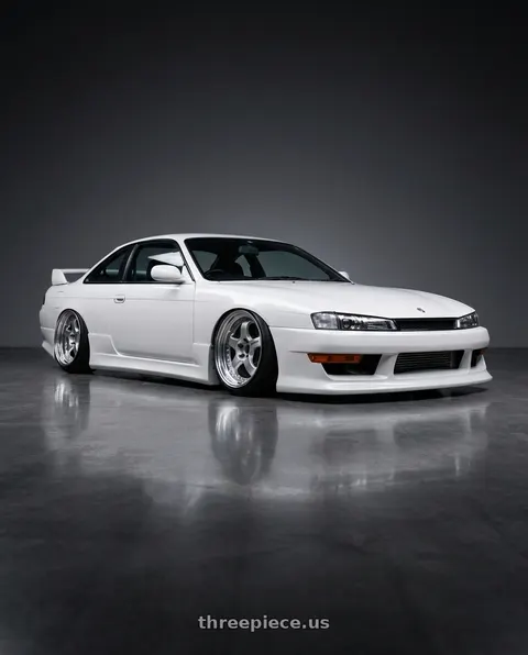 1997 Nissan Silvia S14 Kouki with Work Meister S1 3P 5x114.3 19x10+10 O Disk Silver wheels