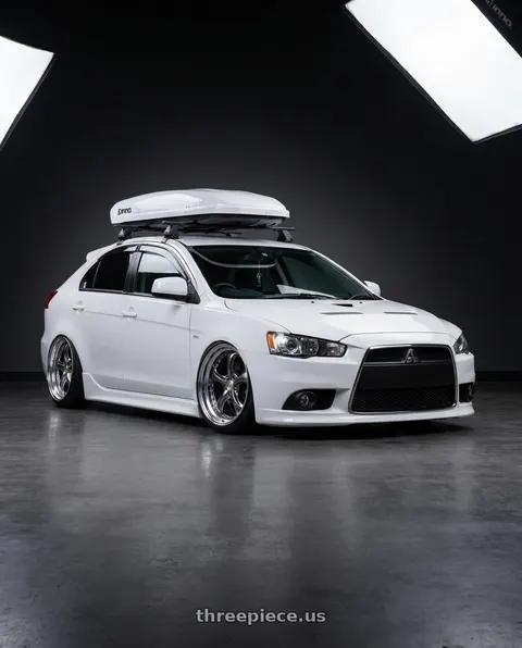 2014 Mitsubishi Lancer with Work Wheels VS-KF 5X114.3 19x7.5-24 Brilliant Silver Black R Disk FULL REVERSE wheels