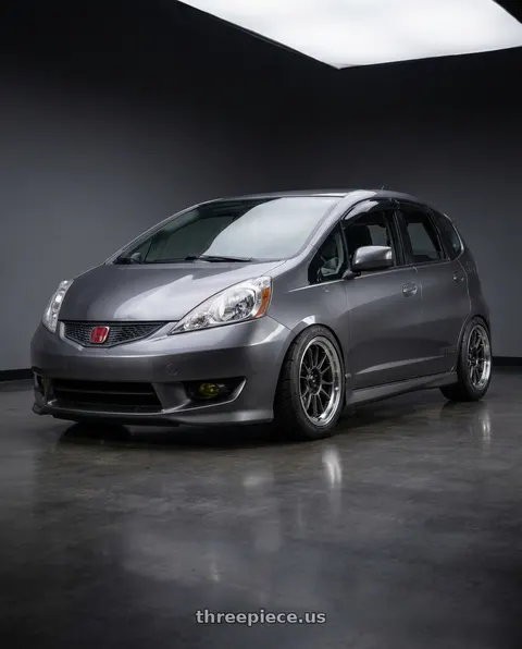 2013 Honda Fit with Konig Hypergram 4x100 15x7.5+35 Metallic Carbon w/ Machined Lip wheels