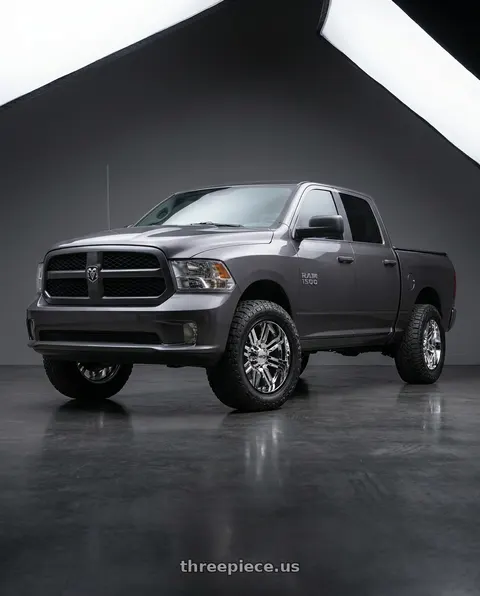 2024 Ram 1500 with Moto Metal MO202 6X139.7 22X10 -18 CHROME CENTER GLOSS BLACK MILLED LIP wheels