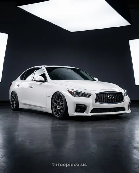 2020 INFINITI Q50 with Konig Ampliform 5x114.3 20x8.5+43 Dark Metallic Graphite wheels