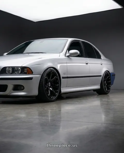 2003 BMW M5 with HERITAGE WHEEL KOKORO MONOC 5x120 17x8 +25 BLACK wheels