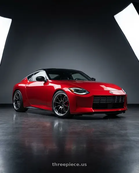 2025 Nissan Z with Work Emotion Zr10 5x114.3 19x9.5 +23 Glim Black Diamond Rim cut wheels