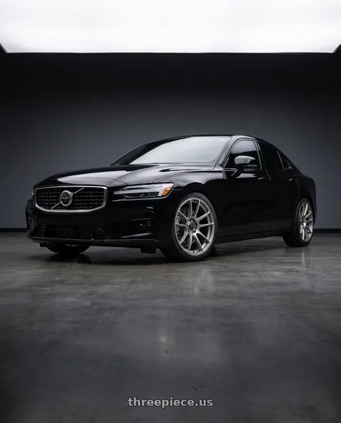 2022 Volvo S60 with Konig Heliogram 5X108 18x8.5+42 Titanium Metallic Knurled Bead Flow Formed wheels