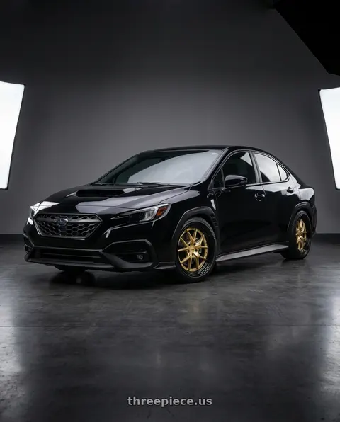 2023 Subaru WRX with F1R F105 5X114.3 18x8.5 +38 Gold/Black Lip wheels
