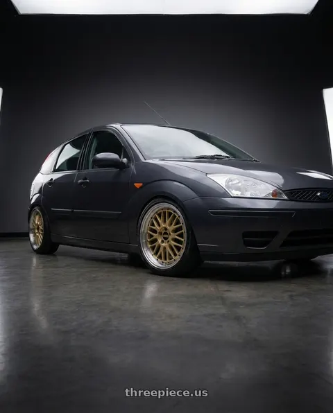 2004 Ford Focus with BBS LM 5x114.3 17x7.5+38 Gold wheels