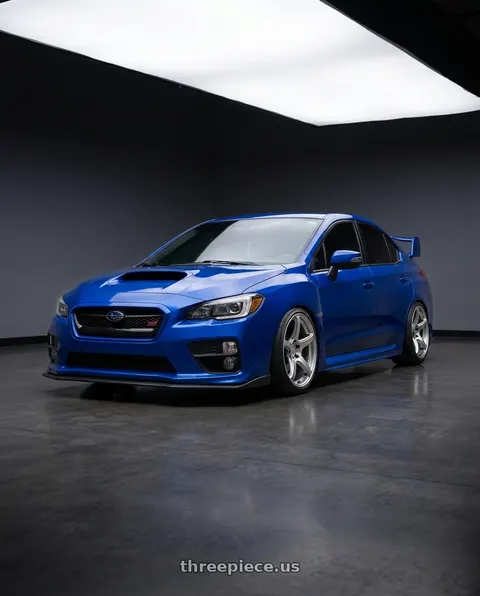 2016 Subaru WRX STI Limited with Work Emotion T5r 5x114.3 19x9.5 +35 Glow Silver wheels