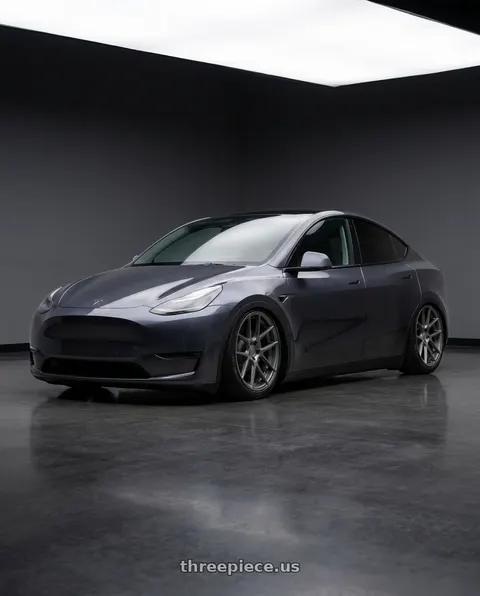 2025 Tesla Model Y with Avant Garde Wheels M510 5X130 19x11 +52 Dolphin Grey wheels