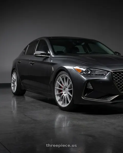 2019 Genesis G70 with Enkei RS05-RR 5x114.3 18x11+16 Sparkle Silver wheels