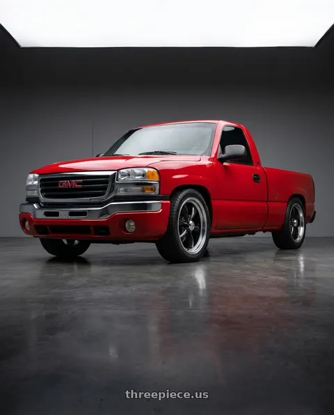 2004 GMC Sierra 1500 with Vision American-Muscle 141H 6x139.7 17x8+19 Gloss Black Machined Lip wheels
