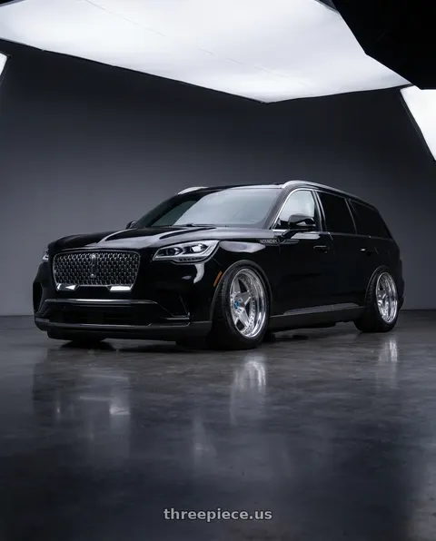 2025 Lincoln Aviator with Modern Concepts MC-13 5x114.3 18x8.5 +30 Brushed Face Chrome Lips wheels