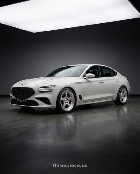 2025 Genesis G70 with Work Meister L1 3P 5x114.3 18x9+39 O Disk Matte Silver wheels