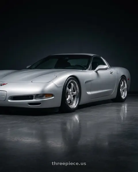 2000 Chevrolet Corvette with Work Wheels VS-KF 5x120.65 19x10.5-11 Light Grey Silver O Disk FULL REVERSE wheels