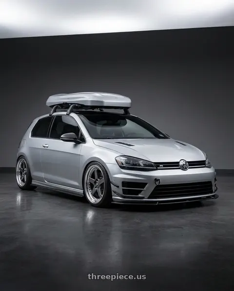 2015 Volkswagen GTI with Work Zistance W5s 5x112 19x9+35 w disk Brilliant Silver Black wheels