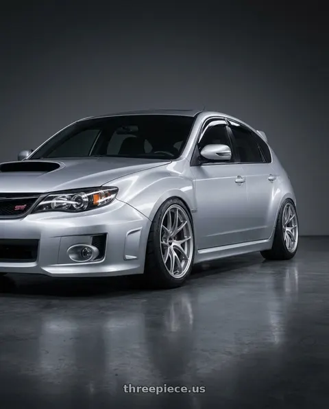 2013 Subaru WRX STI with BBS RI-A 5x114.3 18x9.5 +22 Diamond Silver wheels