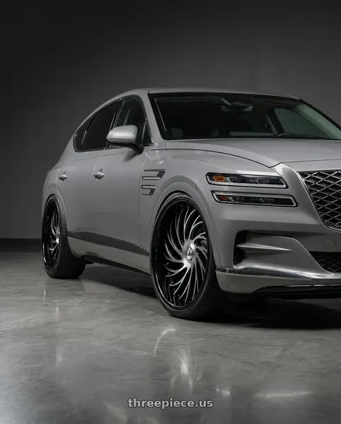 2027 Genesis GV80 Advanced with Azara AZX-101 5x114.3/5x120 22x8.5 +38 Gloss Black & Machined wheels