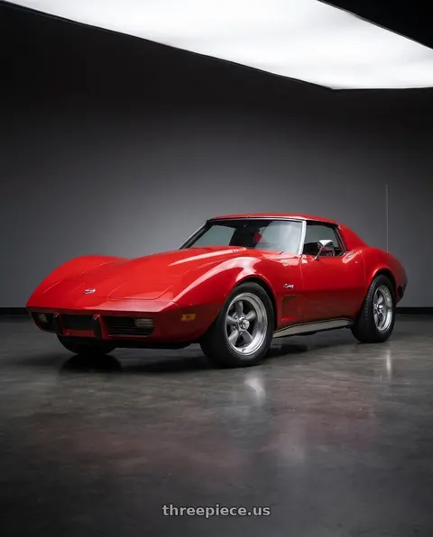 1976 Chevrolet Corvette with American Racing Vintage VN105 TORQ THRUST D 5X120.65 15X8.5 -25 TORQ THRUST GRAY W/ MACH LIP wheels