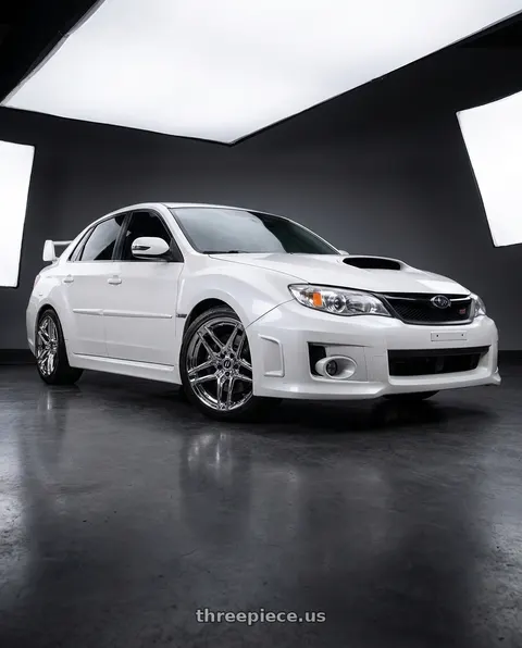 2013 Subaru WRX STI with HERITAGE WHEEL EBISU MONOC 5x120 19x9.5 +38 CHROME wheels