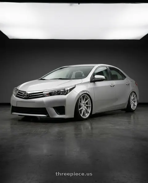 2014 Toyota Corolla with Aodhan AH09 5x100 18x9.5 +35 Gloss Silver Machined Face wheels