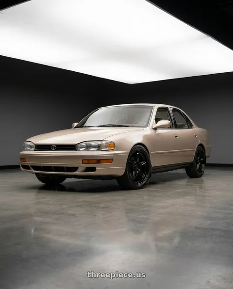 1995 Toyota Camry with WedsSport RN-05M 5x114.3 18x8.5+45 Gloss Black wheels
