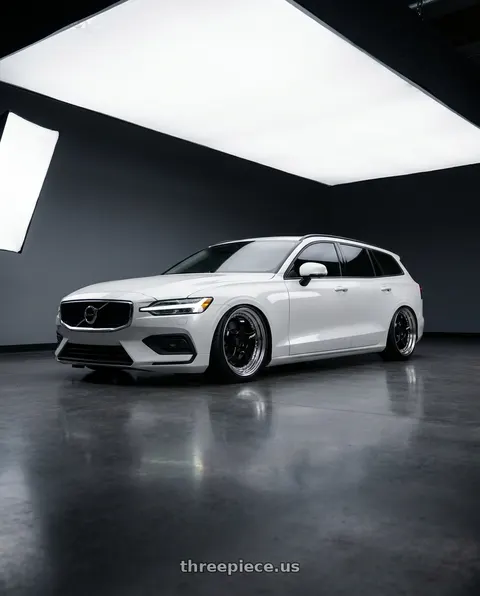 2020 Volvo V60 with Work Meister S1 3P 5x108 18x8+43 R Disk Black wheels