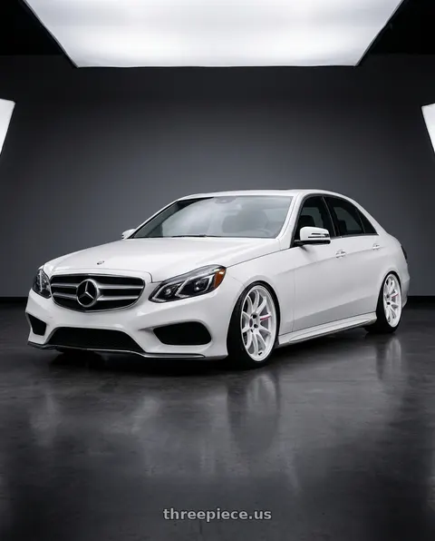 2016 Mercedes-Benz E350 with Work Emotion Zr10 5x112 19x9.5 +38 Azure White wheels