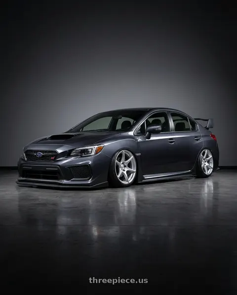 2018 Subaru WRX STI with Kansei K11S Tandem 5X112 19x9.5 22 Hyper Silver wheels