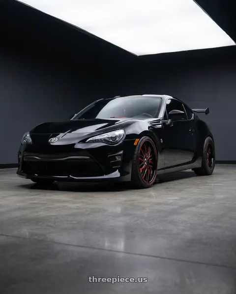 2018 Toyota 86 with WHITE DIAMOND W3108 5x100/5x114.3 18x8+35 RED FACE / BLACK wheels