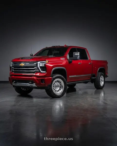 2025 Chevrolet Silverado 2500 HD High Country with KMC KM552 IMS 8X180 18x9 +18 GLOSS SILVER W/ MACHINED FACE wheels