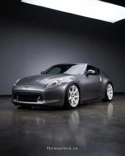 2009 Nissan 370Z with Work Emotion T7r 5x114.3 18x10.5 +12 White wheels